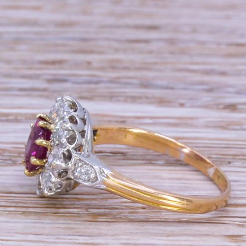fig 2. Art Deco 1.06 Carat Mong Hsu Burmese Ruby & Diamond Cluster Ring, circa 1935