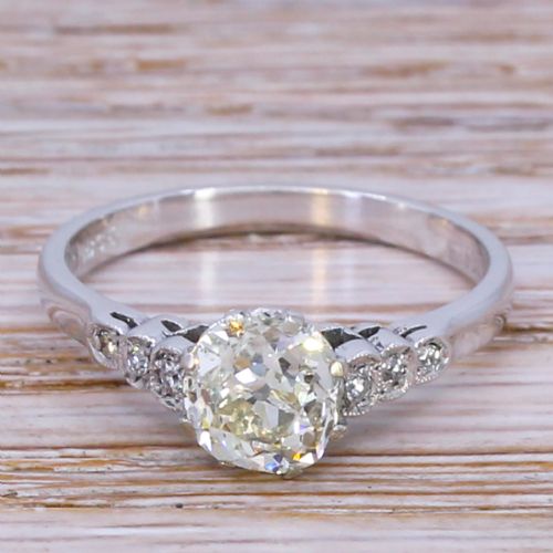 fig 1. Mid Century 1.34 Carat Old Cut Diamond Engagement Ring, circa 1950