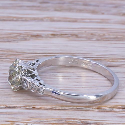 fig 2. Mid Century 1.34 Carat Old Cut Diamond Engagement Ring, circa 1950