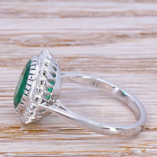 fig 2. Mid Century 3.20 Carat Emerald & Diamond Cluster Ring, circa 1965