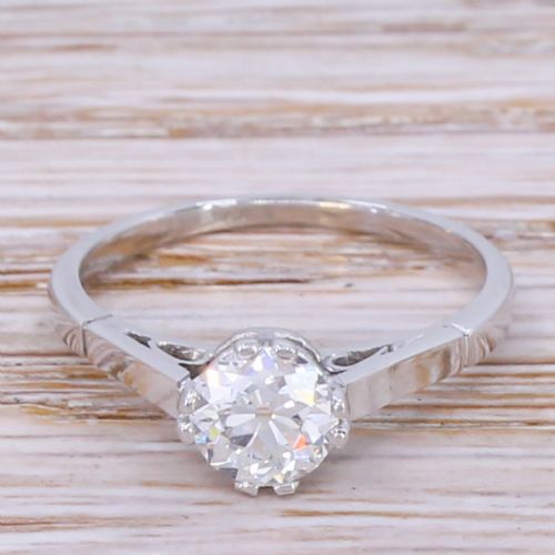 fig 1. Art Deco 0.80 Carat Old Cut Diamond Engagement Ring, circa 1930
