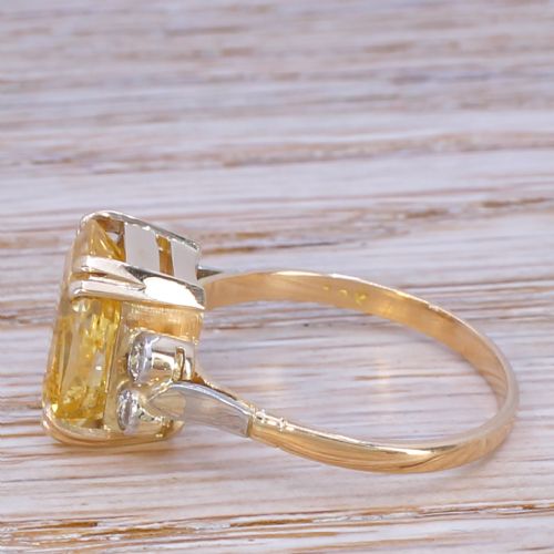 fig 2. Art Deco 7.02 Carat Ceylon Yellow Sapphire Solitaire Ring, circa 1920