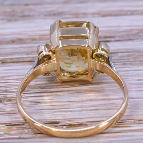 fig 3. Art Deco 7.02 Carat Ceylon Yellow Sapphire Solitaire Ring, circa 1920