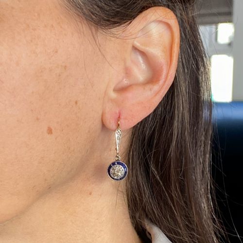 fig 1. Art Deco Sapphire & Diamond Target Cluster Earrings, circa 1930