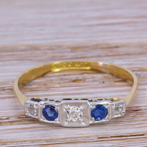 fig 1. Art Deco Diamond & Sapphire Five Stone Ring, circa 1920