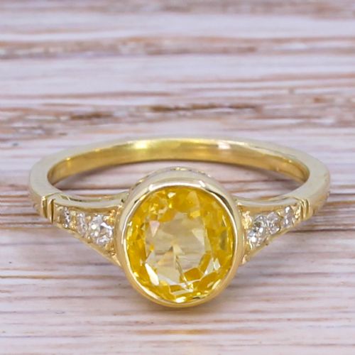fig 1. Victorian 1.93 Carat Ceylon Yellow Sapphire Solitaire Ring, circa 1890