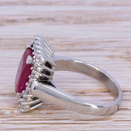 fig 2. Mid Century 2.37 Carat Burmese Ruby & Diamond Cluster Ring, circa 1960