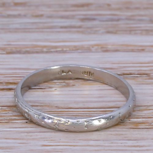 Art Deco Wedding Band Ring, Platinum