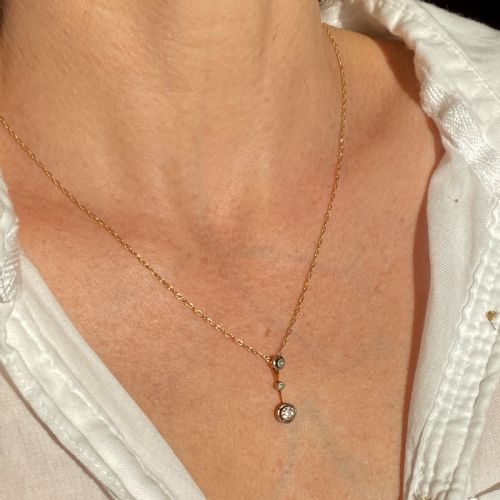 fig 1. Art Deco 0.22 Carat Old Cut Diamond Drop Pendant, circa 1935