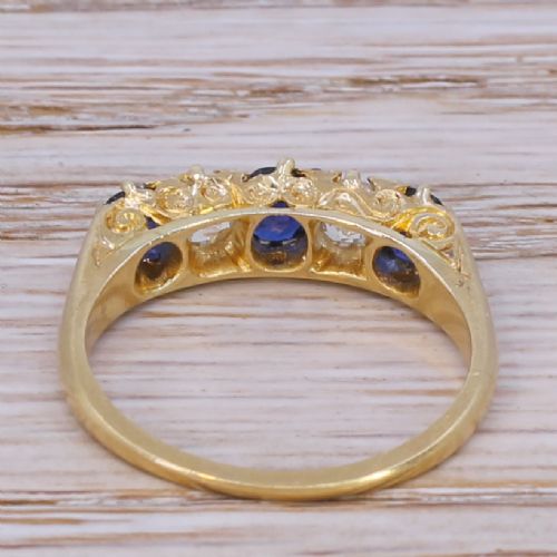 fig 3. Victorian 0.80 Carat Sapphire & 0.47 Carat Diamond Five Stone Ring, circa 1890