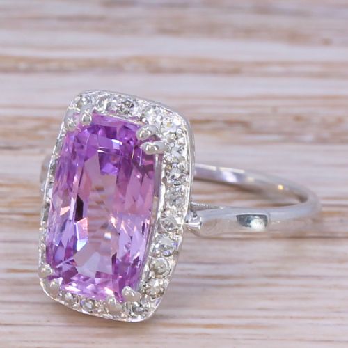 Mid Century 4.83 Carat Natural Ceylon Pink Sapphire Cluster Ring, Circa 1955