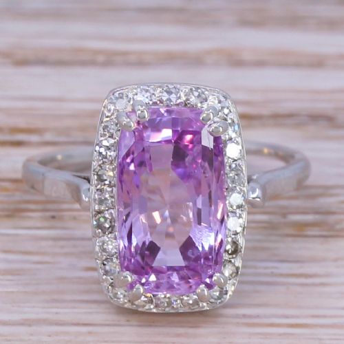 fig 1. Mid Century 4.83 Carat Natural Ceylon Pink Sapphire Cluster Ring, circa 1955