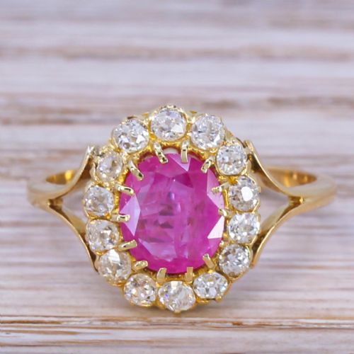 fig 1. Victorian 1.51 Carat Ruby & Old Cut Diamond Cluster Ring, circa 1900