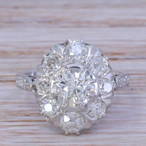 fig 1. Art Deco 2.16 Carat Old Cut Diamond Cluster Ring, circa 1935