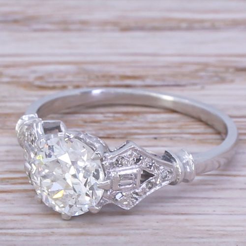 Art Deco 1.40 Carat Old Cut Diamond Engagement Ring, Circa 1920