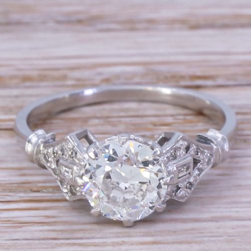 fig 1. Art Deco 1.40 Carat Old Cut Diamond Engagement Ring, circa 1920