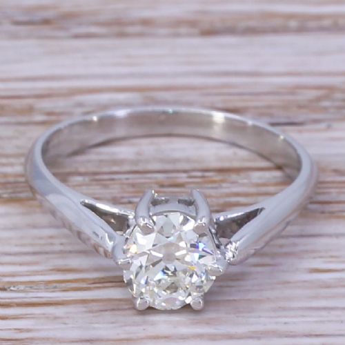 fig 1. Mid Century 0.80 Carat Old Cut Diamond Engagement Ring, circa 1960