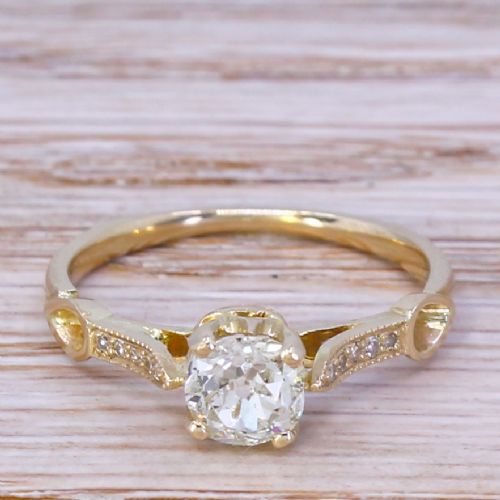 fig 1. Art Deco 0.73 Carat Old Cut Diamond Engagement Ring, circa 1915
