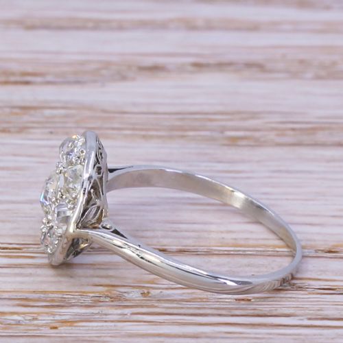 fig 2. Edwardian 1.15 Carat Old Cut Diamond Cluster Ring, circa 1910