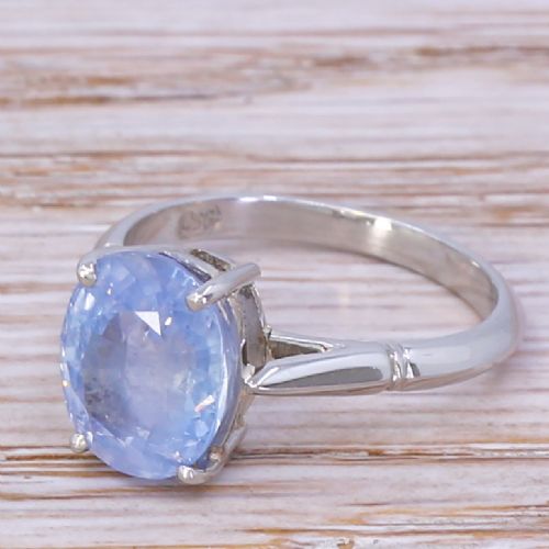 Mid Century 4.46 Carat Ceylon Sapphire Solitaire Ring, Circa 1960