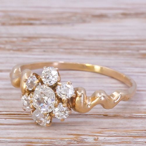 Victorian 0.93 Carat Old Cut Diamond Cluster Ring, Circa 1900