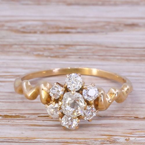 fig 1. Victorian 0.93 Carat Old Cut Diamond Cluster Ring, circa 1900
