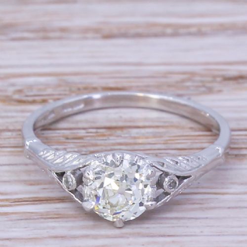 fig 1. Art Deco 0.74 Carat Old Cut Diamond Engagement Ring, circa 1925