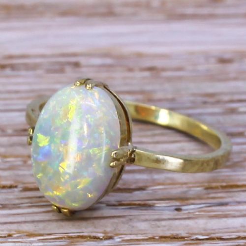 Edwardian 1.50 Carat Opal Solitaire Ring, Circa 1905