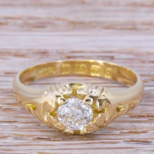 fig 1. Victorian 0.58 Carat Old Cut Diamond Solitaire Ring, dated 1889