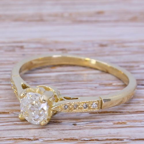 Art Deco 0.73 Carat Old Cut Diamond Engagement Ring, Circa 1930