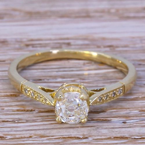 fig 1. Art Deco 0.73 Carat Old Cut Diamond Engagement Ring, circa 1930