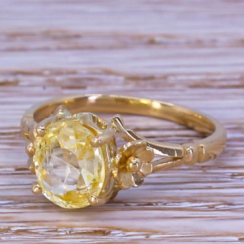 Edwardian 1.82 Carat Natural Ceylon Yellow Sapphire Ring, Circa 1905