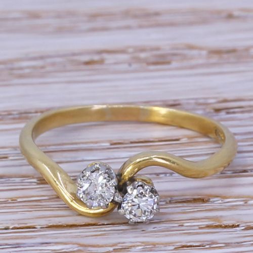 fig 1. Art Deco 0.40 Carat Old Cut Diamond Crossover Ring, circa 1930