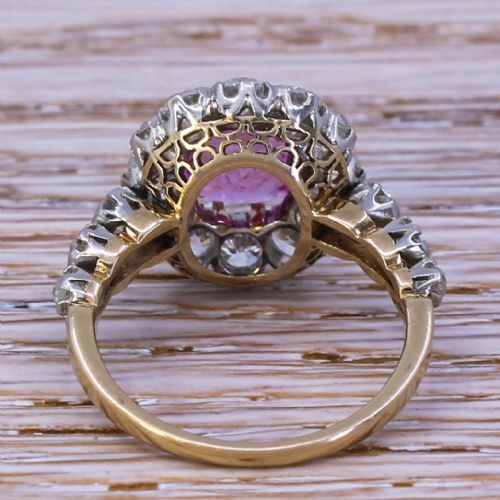 fig 3. Edwardian 1.80 Carat Natural Pink Sapphire & 2.30 Carat Diamond Cluster Ring, circa 1910