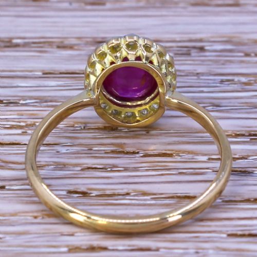 fig 3. Art Deco 1.57 Carat Mogok Burmese Cabochon Ruby & Diamond Cluster Ring, circa 1915