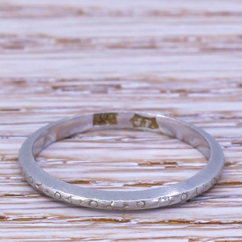 Art Deco Wedding Band Ring, Platinum