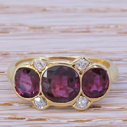 fig 1. Victorian 2.30 Carat Natural Ruby Three Stone Ring, circa 1880