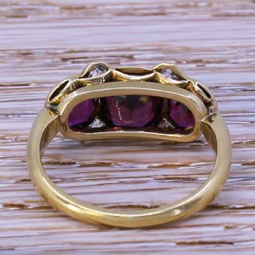 fig 3. Victorian 2.30 Carat Natural Ruby Three Stone Ring, circa 1880