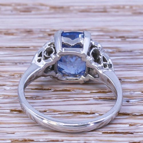 fig 3. Art Deco 3.13 Carat Natural Ceylon Sapphire Ring, circa 1930