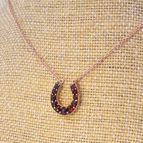 Victorian Garnet Horseshoe Necklace, Circa 1890