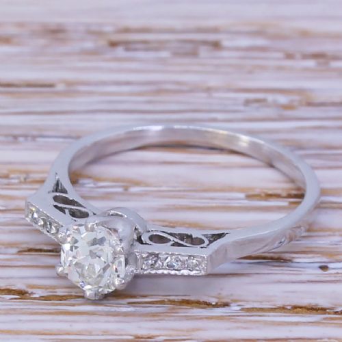Art Deco 0.48 Carat Old Cut Diamond Engagement Ring, Circa 1920