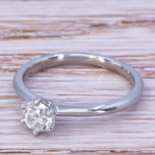 0.50 Carat Old Cut Diamond Engagement Ring, Platinum
