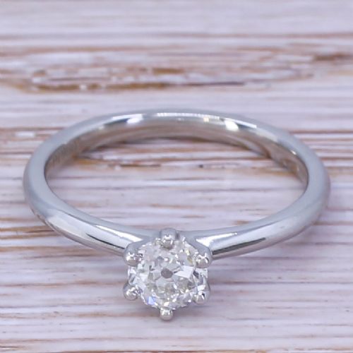 fig 1. 0.50 Carat Old Cut Diamond Engagement Ring, Platinum