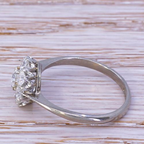 fig 2. Mid Century 0.90 Carat Transitional Cut Diamond Cluster Ring, circa 1955