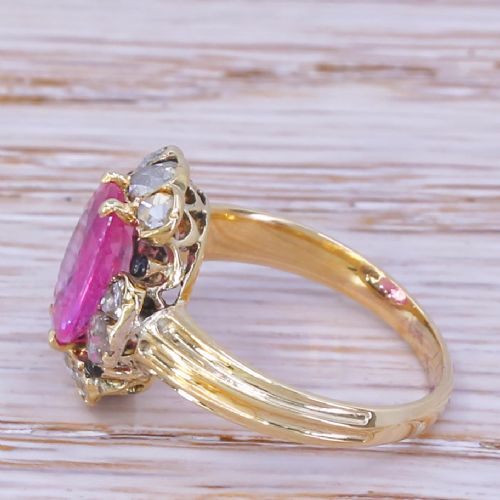 fig 2. Victorian 1.75 Carat Pink Sapphire & Rose Cut Diamond Ring, circa 1900