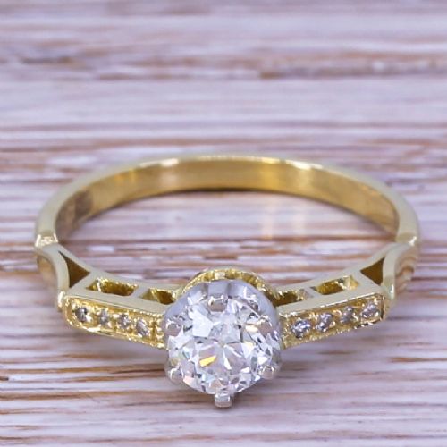 fig 1. Art Deco 0.50 Carat Old Cut Diamond Engagement Ring, circa 1920
