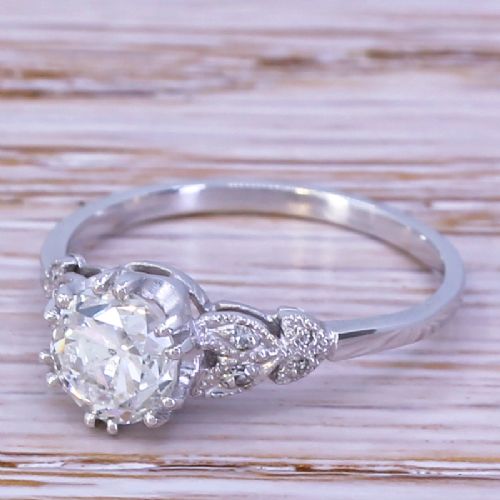 Art Deco 0.98 Carat Old Cut Diamond Engagement Ring, Circa 1940