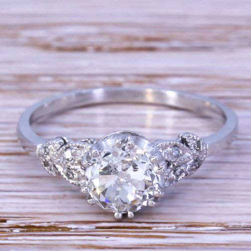 fig 1. Art Deco 0.98 Carat Old Cut Diamond Engagement Ring, circa 1940