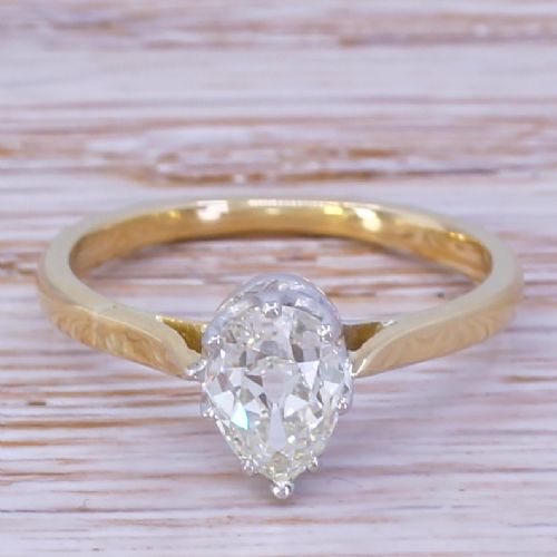 fig 1. Art Deco Old Pear Cut Diamond Engagement Ring, circa 1915