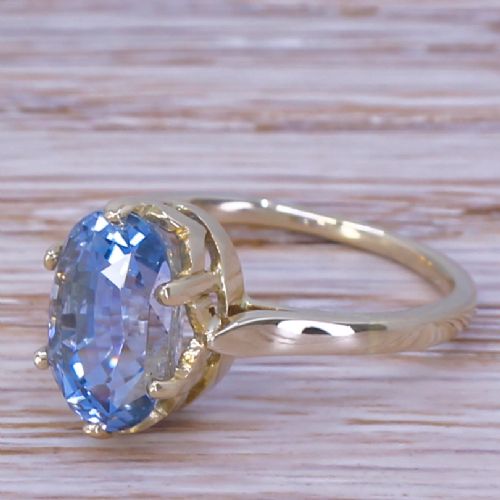 Mid Century 4.85 Carat Ceylon Sapphire Solitaire Ring, Circa 1950